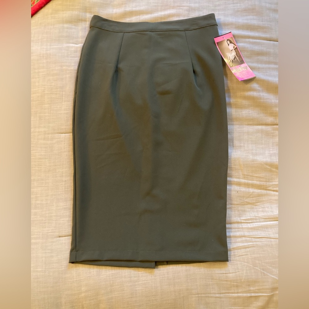NWT Bettie Page Pencil Skirt. Olive Green. - Picture 8 of 13
